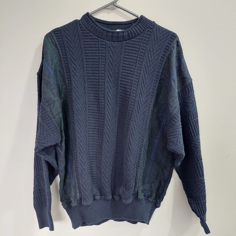 Vintage Sergio Benetti Coogi-style 3D Patterns Knit Sweater Italy 50IT 40US/M
